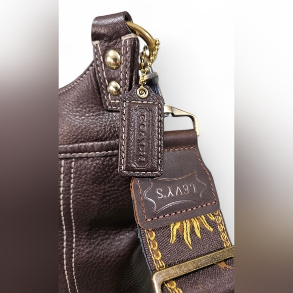 Coach Penelope Chocolate Brown Crossbody Bag w/Wristlet & Guitar Strap - Picture 7 of 12